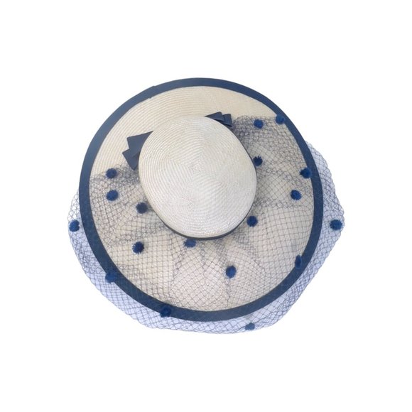 Sonni San Francisco Vintage Cream Lace Hat Beige & Blue - Picture 12 of 12